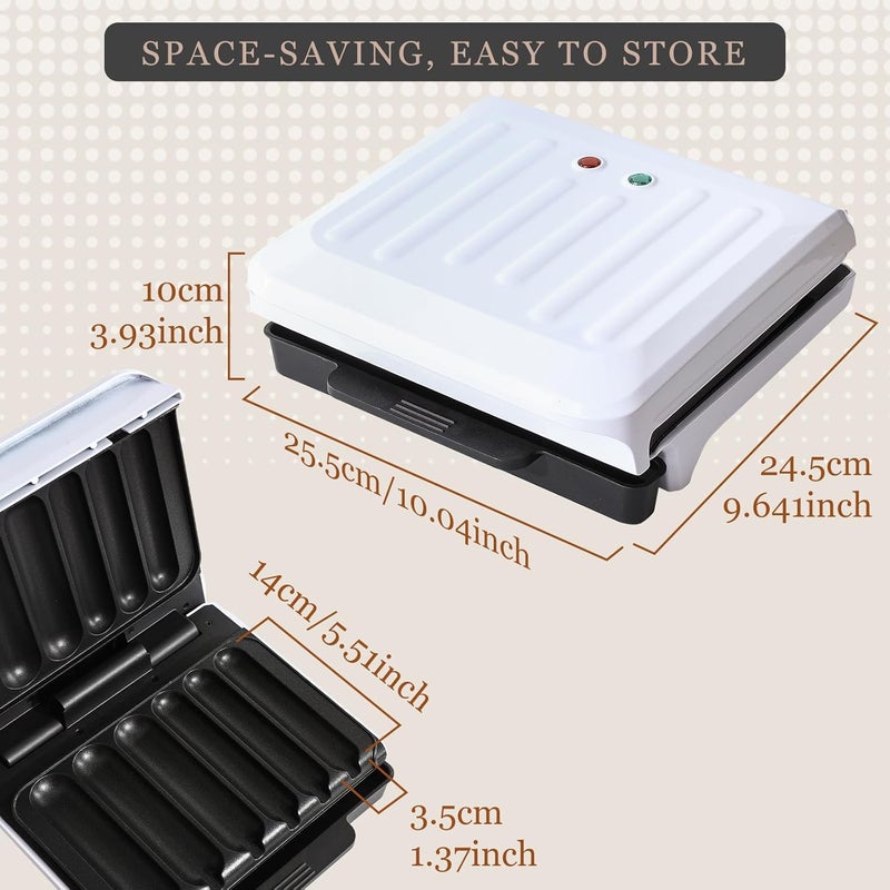 UVFAST Hot Dog Cooker, Hot Dog Machine with Non-stick Coating Plate, Hot Dog Maker Toaster Grills 5.5-Inch Sausage, Hot Dog Grill with Oil Drip Tray, Grill Up to 6 Hot Dogs, White - Image 3